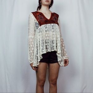 White Lace Flowy Blouse